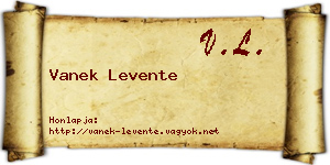 Vanek Levente névjegykártya